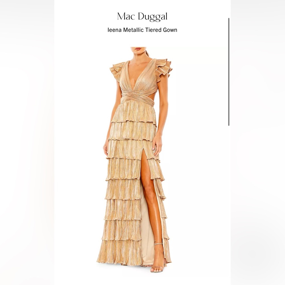 Leena metallic tiered gown- Mac duggal
